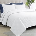 thumbnail image 1 of NT Bay Twin Quilt Set White Bedspread, 2 Piece Microfiber Lightweight Bed Quilted Coverlet- Basket Weave Pattern, 1 of 5