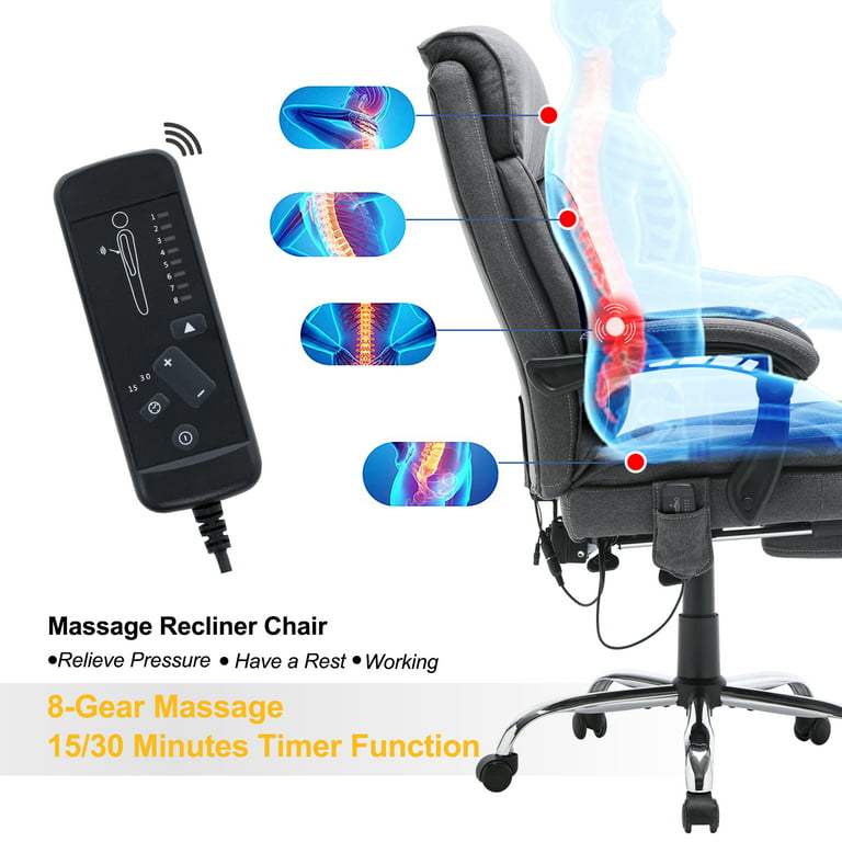 Reclining Office Chair with Massage, Ergonomic Office Chair with Foot