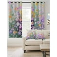thumbnail image 2 of Teal Spring Floral Blackout Curtains 45 Inches Long for Bedroom, Modern Oil Painted Daisy Botanical Thermal Insulated Room Darkening Black Out Window Curtain Panels Grommet Drapes for Living Room, 2 of 8