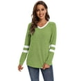 thumbnail image 4 of Long Sleeve Shirts for Women Casual V Neck Color Block T-Shirts Tunic Tops XX-Large Green(Green XL), 4 of 6