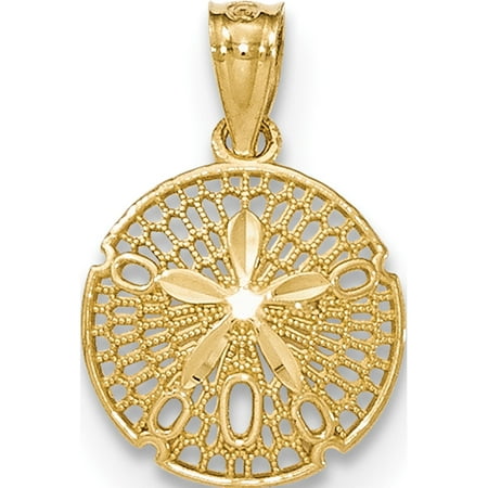 Sand Dollar Filigree Leslies Fine Jewelry Designer 14k Yellow Gold Polished Filigree Sand Dollar Pendant Gift ()