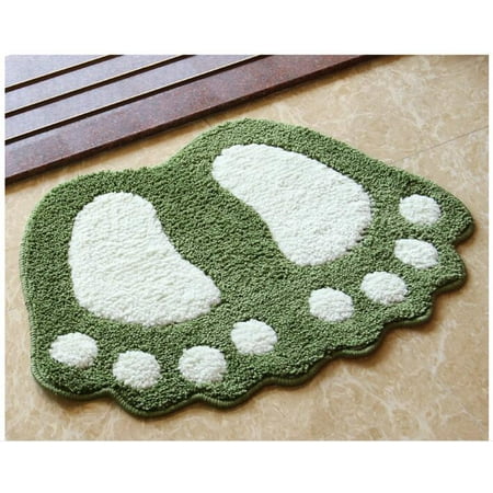 TOPCHANCES Non Slip Bath Toilet Mat Cute Big Feet Bathroom Shower Rugs Shaggy Carpet Absorbent Doormat Floor Mat Living Room Sofa Cushion Foot Pad (Best Material For Shower Floor)