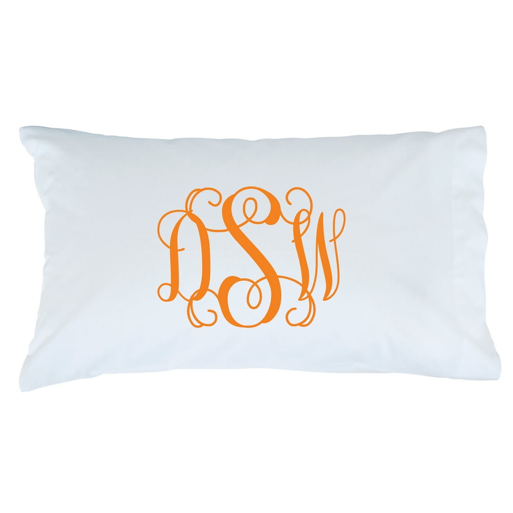 Personalized Orange Monogram Pillowcase