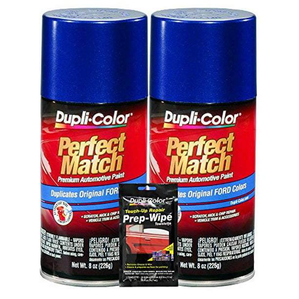 Dupli-Color Sonic Blue Pearl Ford Exact-Match Automotive Paint - 8 oz,  Bundles with Prep Wipe (3 Items)