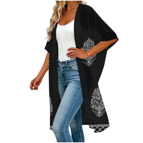 Yievot Kimonos Cover Ups for Women Color Block Loose Flowy Cardigans Swimsuit Summer Beach Cover Ups for Women Swimwear