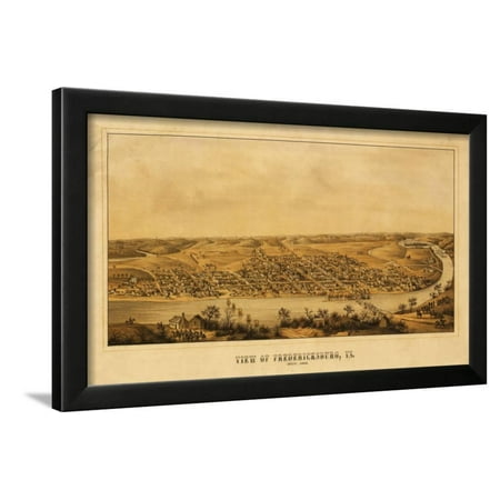 Standard Framed Panoramic Print - Fredericksburg, Virginia - Panoramic Map Framed Print Wall Art By Lantern Press