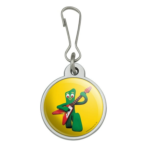 Gumby Playing Guitar Rock and Roll Jacket Handbag Purse Luggage Backpack Zipper Pull Charm