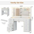 thumbnail image 3 of Aunfebrco White Vanity Desk Makeup Vanity Set Table with Mirror and Lights and Charging Station, Dressing Table with 9 Drawers&Storage Shelves for Bedroom, 3 of 10