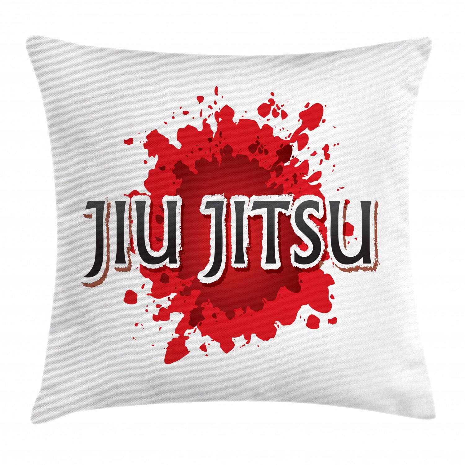 Jiu Jitsu Throw Pillow Cushion Cover, Japanese Martial Arts Typography