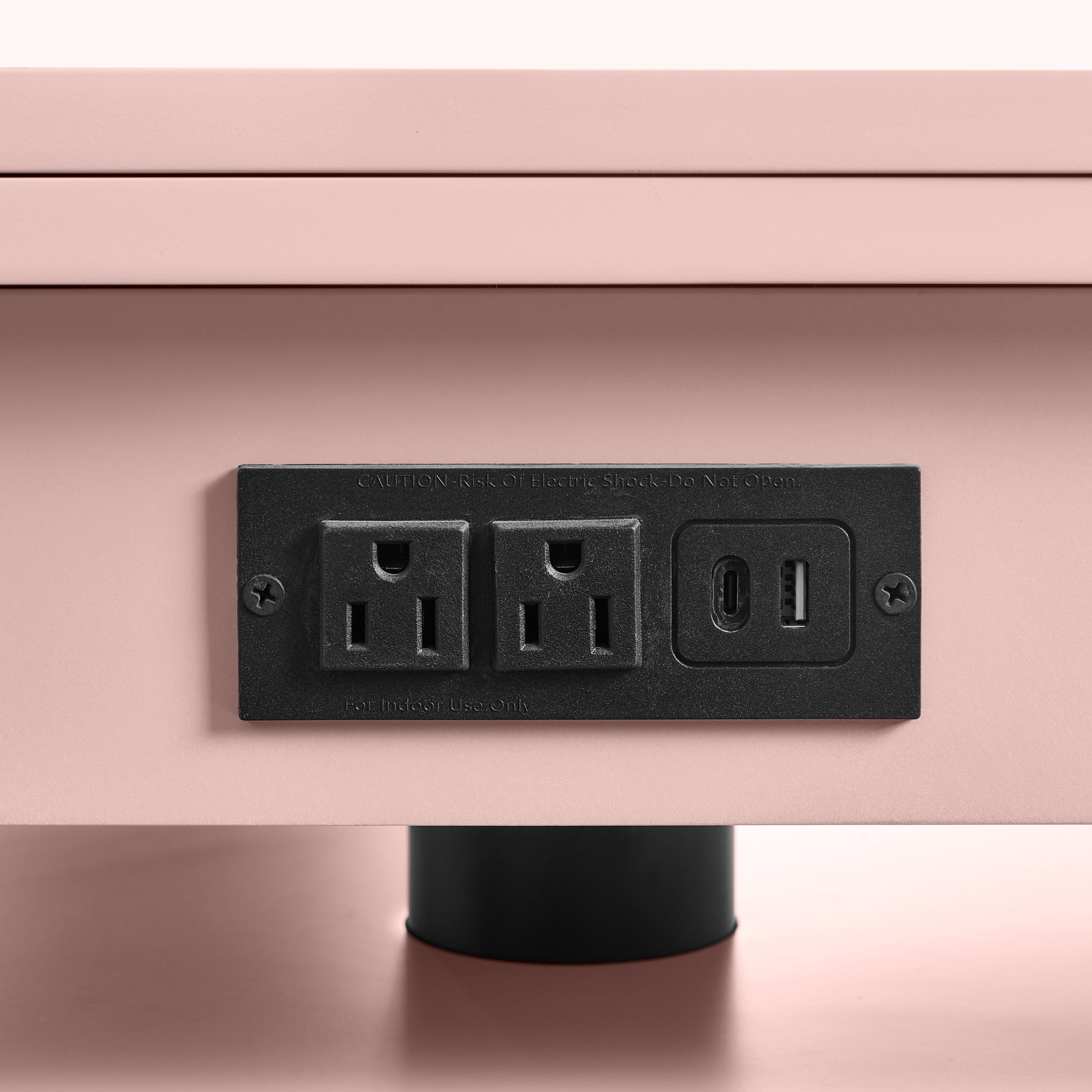 Noble House Arlais Adjustable Height Rolling End Table, High Gloss Lift Top Side Table with Charging Station, Pink