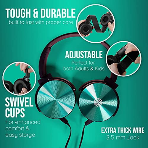 Premium Classroom Headphone (5 Pack) - Kids Wired Earphones with Mic for School Students K-12 & Teachers, Soft Swivel On Ear Pads- Perfect for E-Learning, Meetings, Calls -(Colorful)
