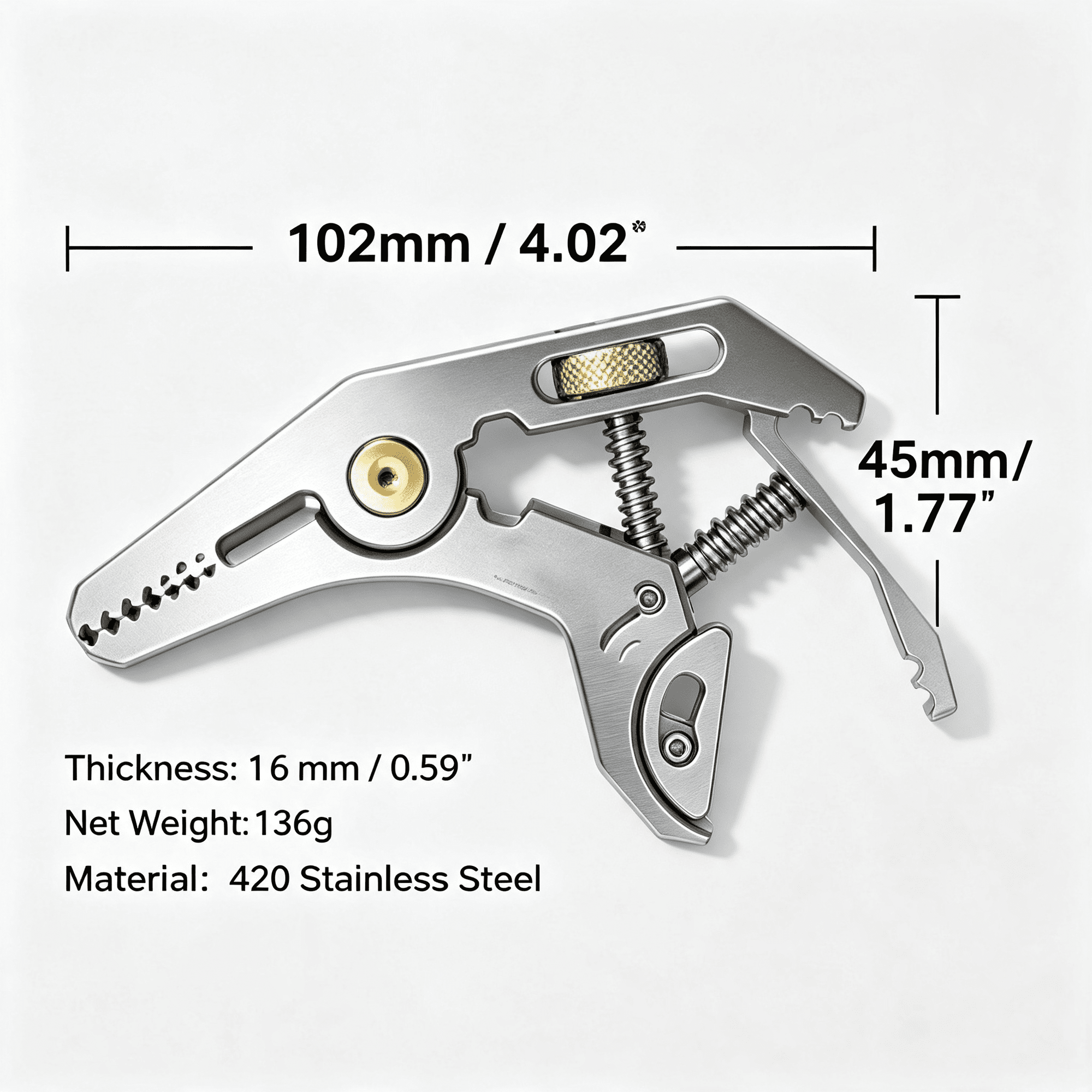 EXLEAF Mini Multitool Pliers 5-In-1 Pocket Grip Wrench with Adaptive Parallel Jaws Heavy Duty 420Hc Stainless Steel Pocket Multi Tool with Screwdriver Pipe Grip and Bottle Opener for Edc Fix Tool