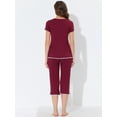 thumbnail image 3 of Unique Bargains Women's Lounge Pajama Round Neck Capri Nightwear Casual Sleepwear Sets, 3 of 5