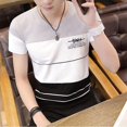 thumbnail image 3 of Camisetas holgadas con estampado sencillo para hombre, camisetas de calle con cuello en V, camisetas casuales para hombre, camisetas de estilo vintage a rayas, camisetas económicas, 3 of 5
