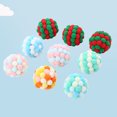 thumbnail image 4 of Flmtop Pet Cats Dogs Color Block Plush Bell Ball Claws Grinding Bite-resistant Chew Toy Pink Blue, 4 of 9