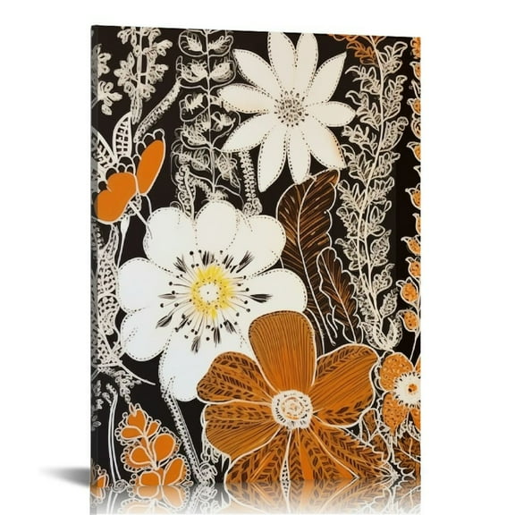 EastSmooth Farmhouse Botanical Floral Wall Decor Beige Flower Plant Wall Decor Canvas Painting, Minimalist Boho Wall Art for Living Room Bedroom Kitchen, Vintage Bathroom Decor Wall Art