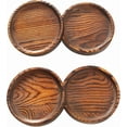 thumbnail image 3 of FLINT - Wooden Coasters For Drinks - Natural Wood Drink Coaster Set 4, Brown, 3 of 6