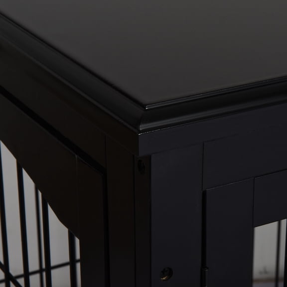 Dog Bed PawHut Dog Crate Furniture, Small Dog Cage End Table with Two Opening Sides, Lockable Door, Puppy Kennel Indoor, Cute and Decorative, Black,Large Dog Bed