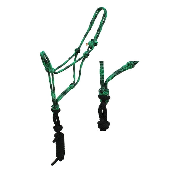 Nylon Horse Nylon Green Braided Rope Noseband Halter w/ Lead Rope 606RT35GR