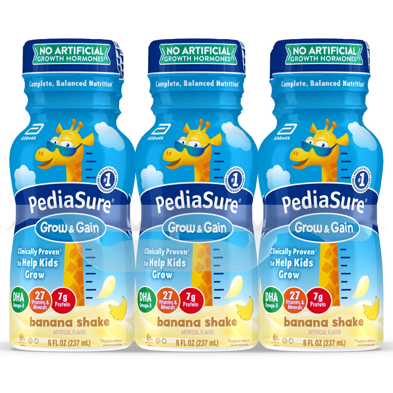 PediaSure Grow & Gain Nutritional Shake with Immune Support, Banana, 8 fl oz Bottle (6 Count)