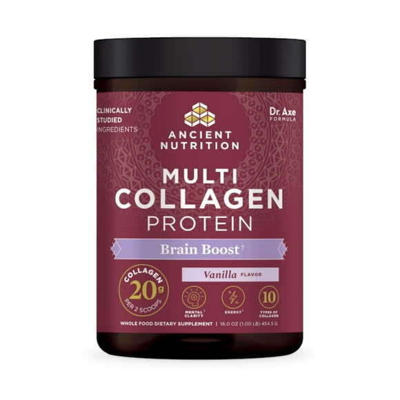 Colágeno en polvo Ancient Nutrition Brain Boost Vanilla 45 dosis