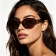 thumbnail image 4 of Oval Sunglasses UV Protection Retro Style Brown Lens Eyewear for Outdoor Cycling Driving and Daily Wear, 4 of 4