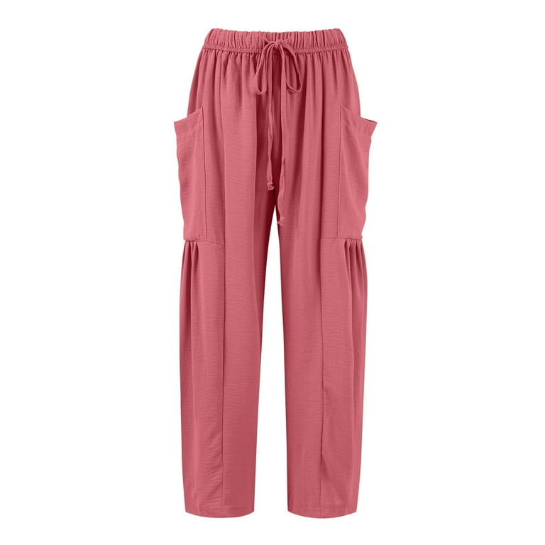 Yoga Linen Pants Women Plus Size Wide Leg High Waisted Ankle