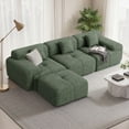 thumbnail image 4 of Hawsaiy 122" Modern L-Shaped Modular Sectional Sofa with Ottoman, 4-Seater Convertible Cloud Couch, Chenille Fabric, No Assembly Required, Green, 4 of 13