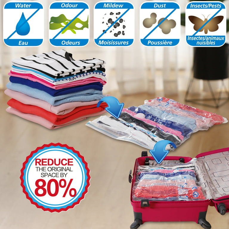 Spacesaver 8 x Premium Travel Roll Up Compression Storage Bags for  Suitcases - No Vacuum Needed - (4 x large, 4 x medium) - 80% More Storage  than