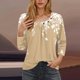 thumbnail image 2 of Blusas para las Mujeres Casual, 3/4 Manga Floral Estampado Camiseta de Moda Top Hecho de Poliéster Transpirable Suave para el Uso Diario de Primavera Otoño, Tops de Blusa para las Mujeres, 2 of 7