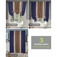 thumbnail image 4 of Navy Blue Brown Stripes Tie Up Curtains for Kitchen Bathroom Bedroom Windows 63 Inch Length, Farmhouse Country Retro Rustic Wood Balloon Drape Curtains Shade Rod Pocket Drapery Curtain Panel, 52"x45", 4 of 7
