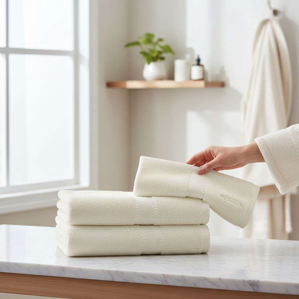 Ring Spun Cotton Terry Towel Sheet for Family, Set of 6, Ivory