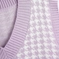 thumbnail image 6 of Sksloeg Argyle Sweater Vest Women Houndstooth Knitted Sleeveless Sweater Preppy Style Vintage Knitwear Top,Purple S, 6 of 6