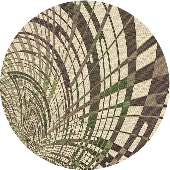 Ahgly Company Indoor Round Patterned Coffee Brown Area Rugs, 5' Round
