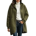 thumbnail image 3 of Women's Oversized Loose Fit Zip Up Hooded Hoodie Coat Mid Length Jacket with Pockets Comfy Soft Cozy Casual Daily Wear Outerwear | CSEONE,Army Green L, 3 of 9