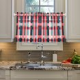 thumbnail image 2 of Yayeee Kitchen Curtains Tier Pair Light Filtering 27"x36" Rod Pocket Short Cafe Window Panel, Red Teal Stripes, 2 of 7