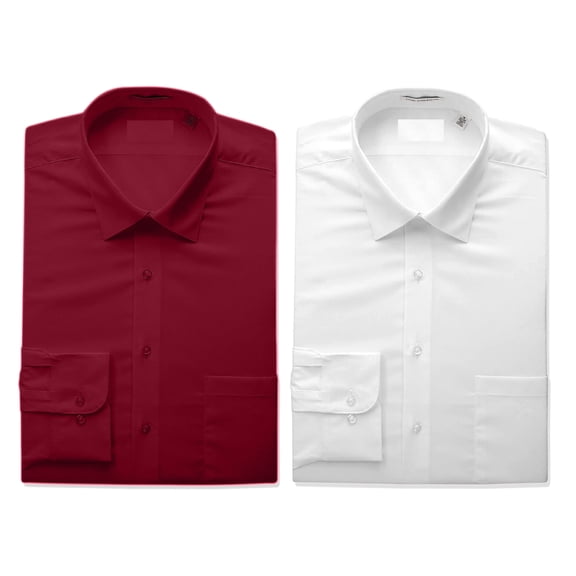 2 PACK Men's Boltini Italy Regular Fit Long Sleeve Classic Button Up Dress Shirt