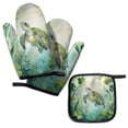 thumbnail image 2 of Happy Sea Turtle Welcome St Patrick's Day Lucky Shamrocks Clover Oven Mitts Marine Animals Lover Heat Resistant Cooking Gloves - 22001, 2 of 5