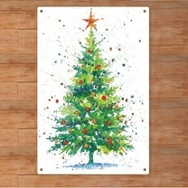 HELLOYOUNG Vintage Christmas Copperplate Art Wall Hanging ,Indoor Outdoor Holiday Decor,Christmas tree
