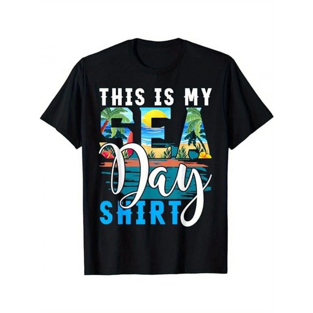 Funny 'This Is My Sea Day' Cruise-Themed Cotton T-Shirt - Soft, Breathable Crew Neck Tee for Men & Women, Perfect for Casual Wear, Casual Sporty Tee, Summer Gifts