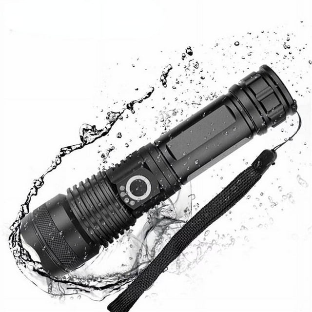 Linterna LED ultrapotente de 12000 lúmenes, linterna XHP70.2 recargable por USB, linterna de alta potencia IPX65 resistente al agua con batería de 5000mAh para