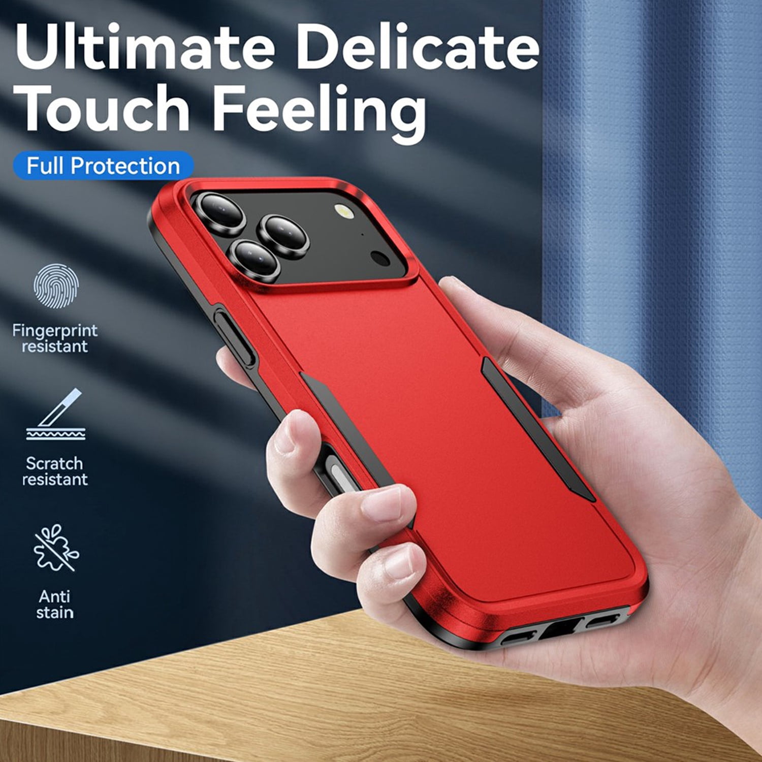 Rugged Shockproof Hybrid Cover for iPhone 17 Pro Max - Red