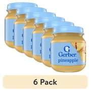 (6 pack) Gerber Stage 2 Baby Food, Pineapple Jar, Fruit Puree, Non-GMO, Baby Puree 4 oz