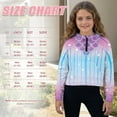 thumbnail image 4 of Uourmeti Mermaid Striped Print Girls Long Sleeve Sweatshirt with Pocket Half Zipper Pullover Trendy Comfy Top for Autumn Winter Sports Size 11-12, 4 of 7