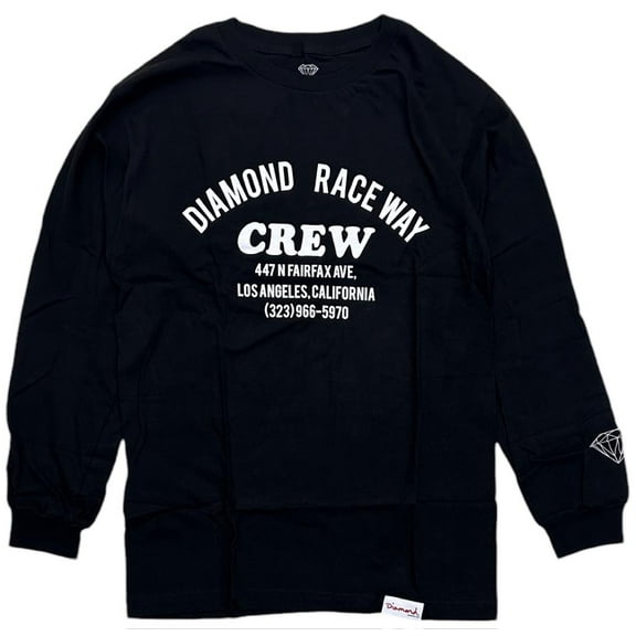 Diamond Supply Co. Men's T-Shirt Raceway Long Sleeve Crewneck Tee (Small, Black)