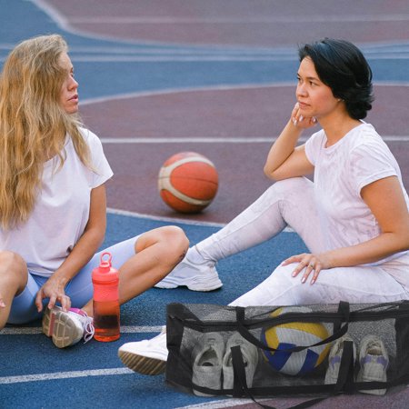 HOMEMAXS Large Capacity Sports Equipment Bag with Mesh Design for Storage Black PVC 70 Characters