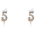 thumbnail image 1 of Cateissary de pastel Calcomanía de fiesta multicolor Decoración de pasteles Candelitas sin humo de larga duración Velas de cumpleaños Plata 5 Plata cinco 2Conjunto, 1 of 6