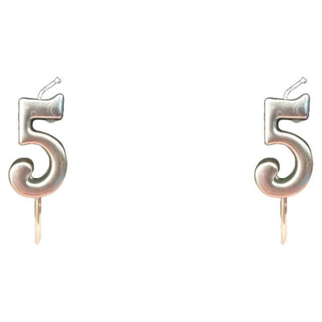 Cateissary de pastel Calcomanía de fiesta multicolor Decoración de pasteles Candelitas sin humo de larga duración Velas de cumpleaños Plata 5 Plata cinco 2Conjunto