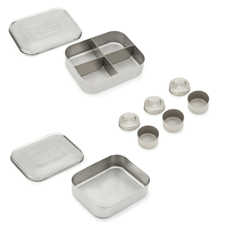 Bits Kits on the Go Snack Set, Stainless Steel Reusable Food Containers,  Lunch Bento Box, Condiment Containers, Set of 3 