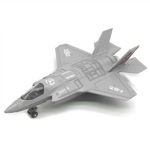 Large Alloy Pull Back F-35 Fighter Aircraft Model Music LED Airplane Toy Gift